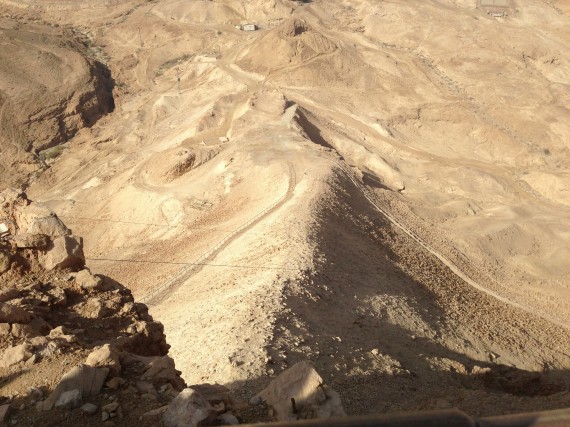 View looking down from Masada's ramp