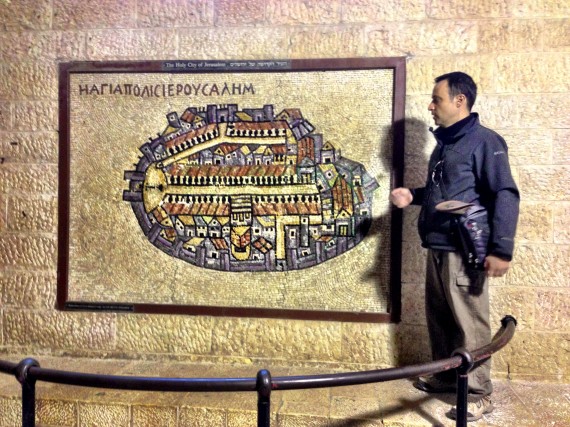 Kobi in front of Jerusalem map